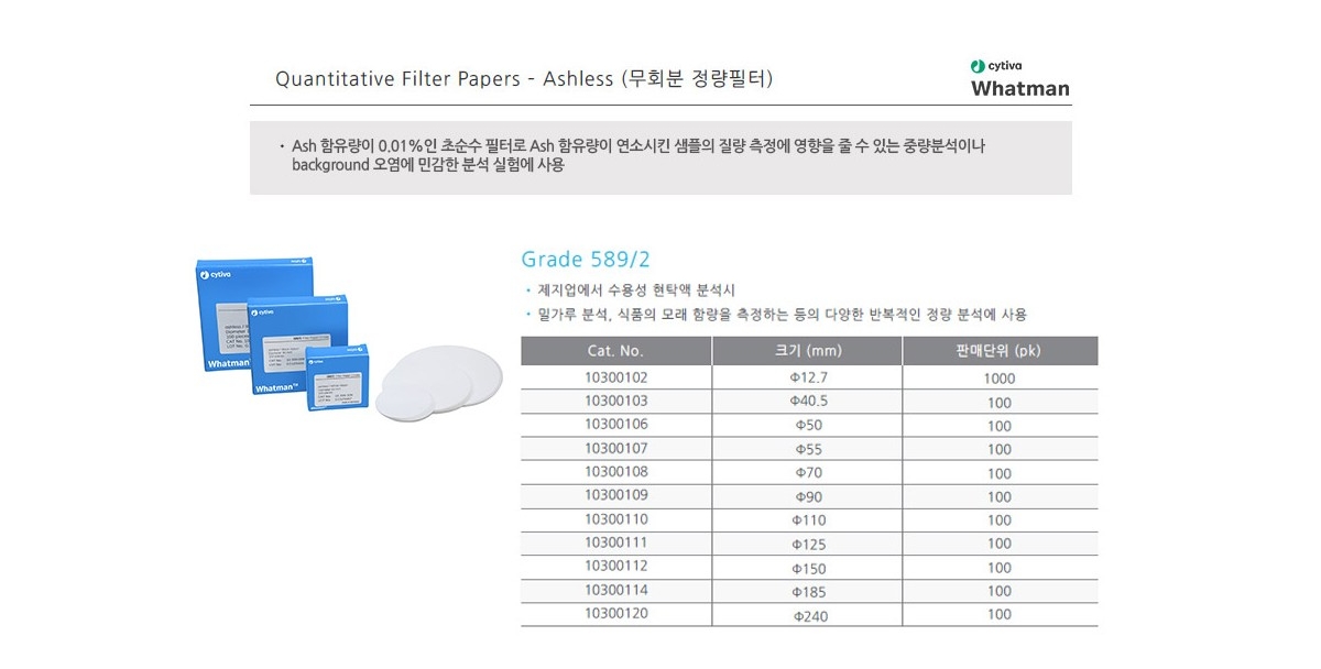 CYTIVA Whatman Grade 589/2 제품 이미지