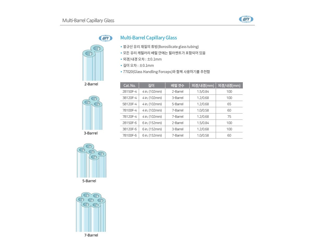 Multi-Barrel Capillary Glass 제품 이미지