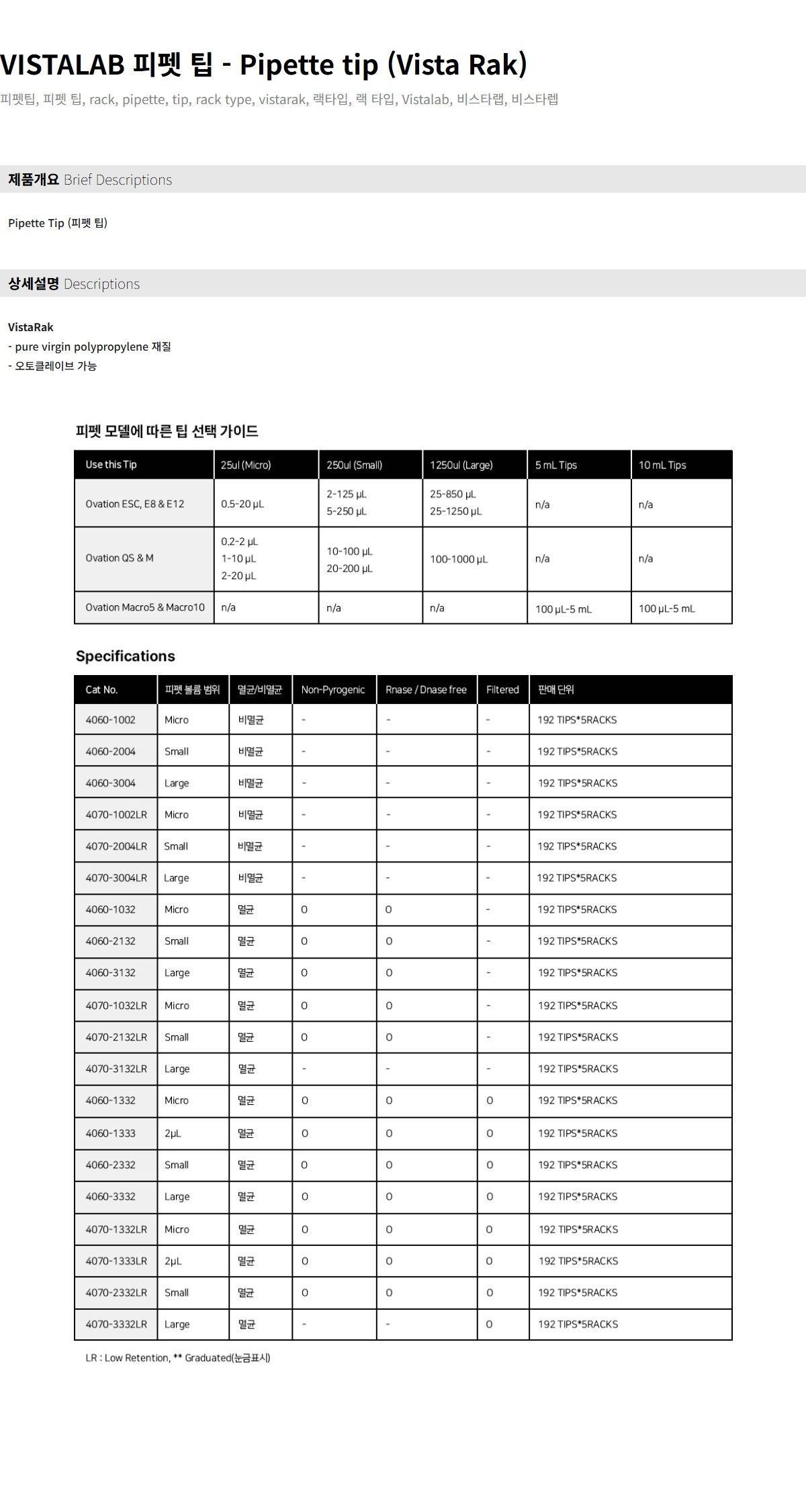 Vistalab 피펫 팁 제품 이미지